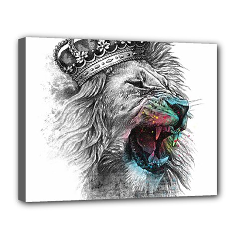 Lion King Head Canvas 14  X 11  (stretched) by Mog4mog4