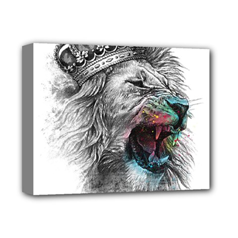 Lion King Head Deluxe Canvas 14  X 11  (stretched) by Mog4mog4