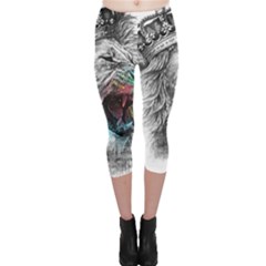 Lion King Head Capri Leggings  by Mog4mog4