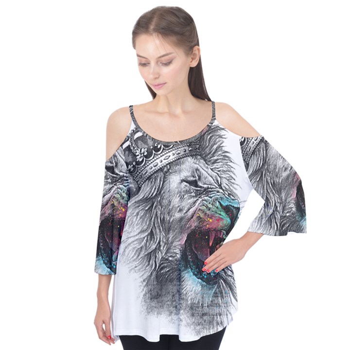 Lion King Head Flutter Sleeve Tee 