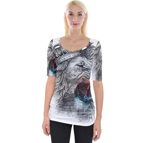 Lion King Head Wide Neckline Tee by Mog4mog4