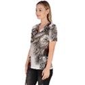 Lion King Head Women s V-Neck Scrub Top View2