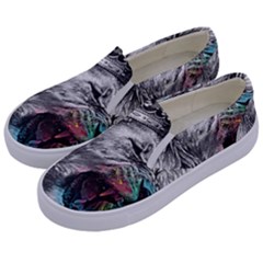 Lion King Head Kids  Canvas Slip Ons by Mog4mog4