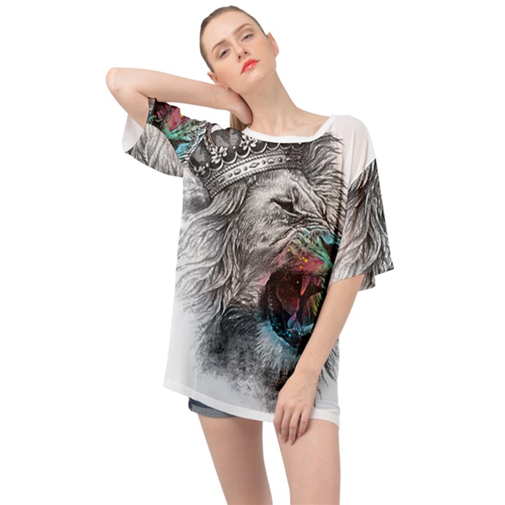 Lion King Head Oversized Chiffon Top