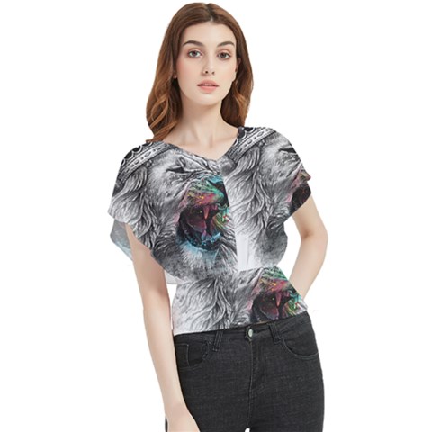 Lion King Head Butterfly Chiffon Blouse by Mog4mog4