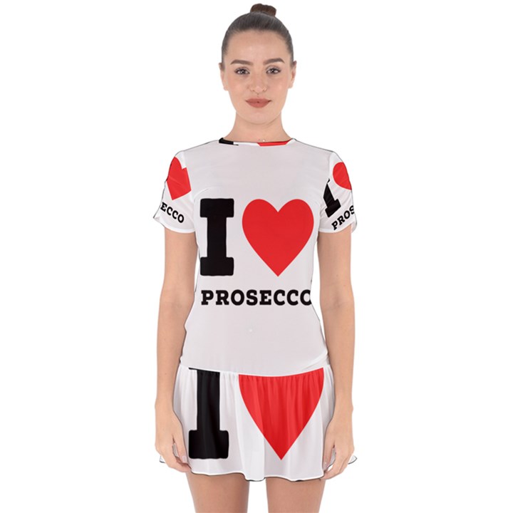 I love prosecco Drop Hem Mini Chiffon Dress