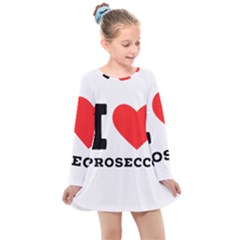 I Love Prosecco Kids  Long Sleeve Dress by ilovewhateva