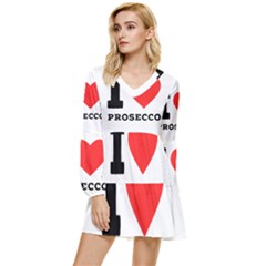 I Love Prosecco Tiered Long Sleeve Mini Dress by ilovewhateva