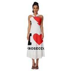 I Love Prosecco Sleeveless Cross Front Cocktail Midi Chiffon Dress