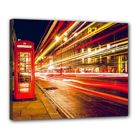 Telephone Booth Red London England Canvas 20  X 16  (stretched) by Mog4mog4