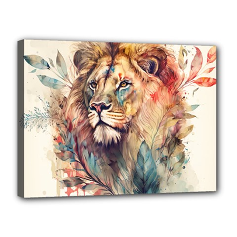 Lion Africa African Art Canvas 16  X 12  (stretched) by Mog4mog4