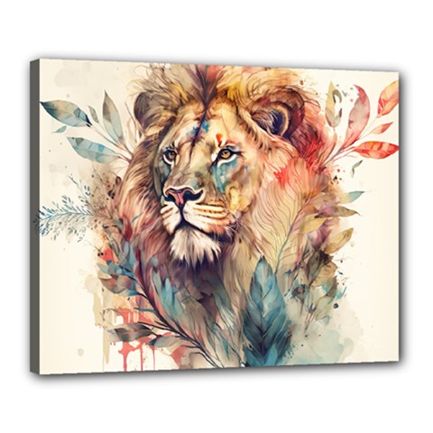 Lion Africa African Art Canvas 20  X 16  (stretched) by Mog4mog4