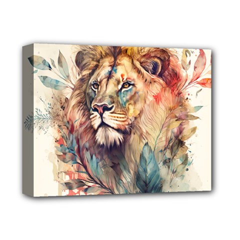 Lion Africa African Art Deluxe Canvas 14  X 11  (stretched) by Mog4mog4