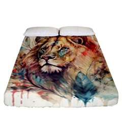 Lion Africa African Art Fitted Sheet (california King Size) by Mog4mog4