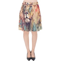 Lion Africa African Art Velvet High Waist Skirt by Mog4mog4