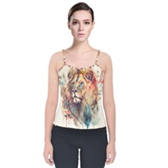 Lion Africa African Art Velvet Spaghetti Strap Top by Mog4mog4