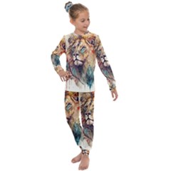 Lion Africa African Art Kids  Long Sleeve Set  by Mog4mog4