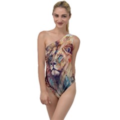 Lion Africa African Art To One Side Swimsuit by Mog4mog4