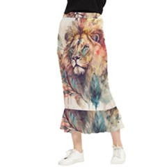 Lion Africa African Art Maxi Fishtail Chiffon Skirt by Mog4mog4