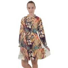 Lion Africa African Art All Frills Chiffon Dress by Mog4mog4