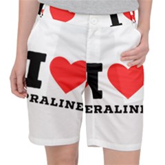 I Love Praline  Women s Pocket Shorts by ilovewhateva