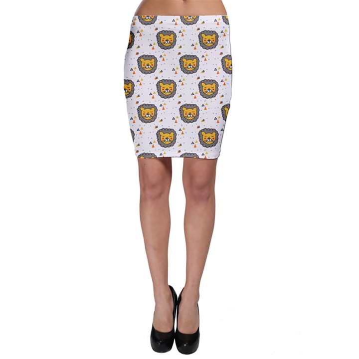 Lion Heads Pattern Design Doodle Bodycon Skirt