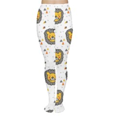 Lion Heads Pattern Design Doodle Tights