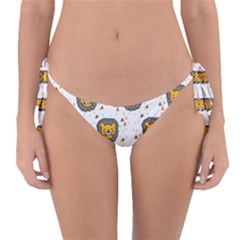 Lion Heads Pattern Design Doodle Reversible Bikini Bottoms