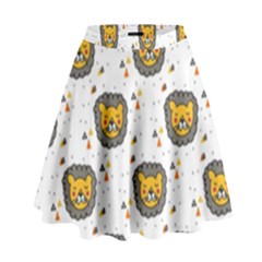 Lion Heads Pattern Design Doodle High Waist Skirt by Mog4mog4