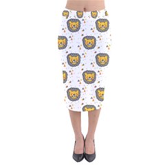 Lion Heads Pattern Design Doodle Velvet Midi Pencil Skirt by Mog4mog4