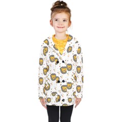 Lion Heads Pattern Design Doodle Kids  Double Breasted Button Coat by Mog4mog4