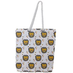 Lion Heads Pattern Design Doodle Full Print Rope Handle Tote (large) by Mog4mog4