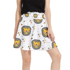 Lion Heads Pattern Design Doodle Waistband Skirt