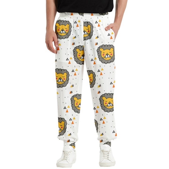 Lion Heads Pattern Design Doodle Men s Elastic Waist Pants