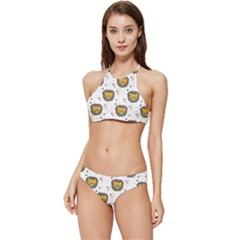 Lion Heads Pattern Design Doodle Banded Triangle Bikini Set by Mog4mog4