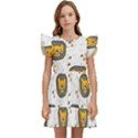 Lion Heads Pattern Design Doodle Kids  Winged Sleeve Dress View1