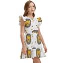 Lion Heads Pattern Design Doodle Kids  Winged Sleeve Dress View3