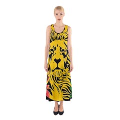 Lion Head Africa Rasta Sleeveless Maxi Dress by Mog4mog4