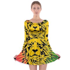 Lion Head Africa Rasta Long Sleeve Skater Dress by Mog4mog4