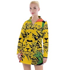 Lion Head Africa Rasta Women s Long Sleeve Casual Dress by Mog4mog4