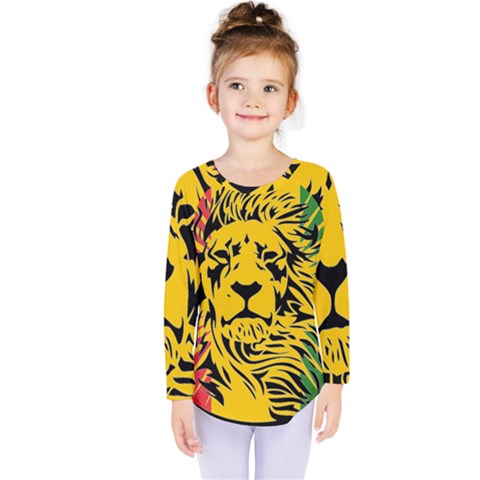 Lion Head Africa Rasta Kids  Long Sleeve Tee by Mog4mog4