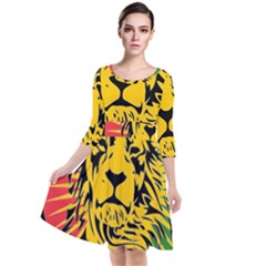 Lion Head Africa Rasta Quarter Sleeve Waist Band Dress by Mog4mog4