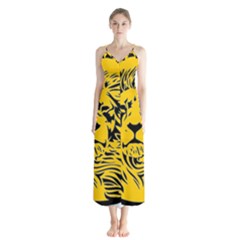 Lion Head Africa Rasta Button Up Chiffon Maxi Dress by Mog4mog4