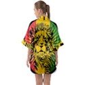 Lion Head Africa Rasta Half Sleeve Satin Kimono  View2