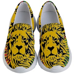 Lion Head Africa Rasta Kids Lightweight Slip Ons by Mog4mog4