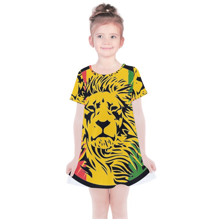 Lion Head Africa Rasta Kids  Simple Cotton Dress