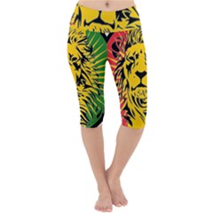 Lion Head Africa Rasta Lightweight Velour Cropped Yoga Leggings by Mog4mog4