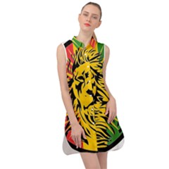 Lion Head Africa Rasta Sleeveless Shirt Dress by Mog4mog4