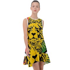 Lion Head Africa Rasta Frill Swing Dress by Mog4mog4