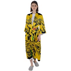 Lion Head Africa Rasta Maxi Satin Kimono